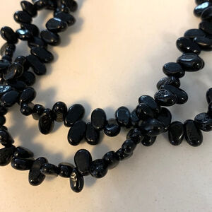 BLACK glass beaded double layer necklace 16” long with extender fashion jewelry